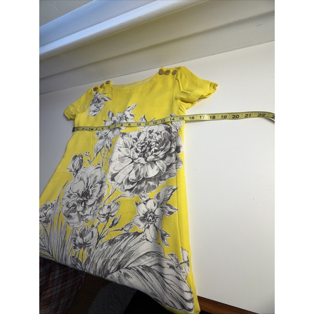 Juicy Couture Floral Yellow Casual Dress 0 Liked Gold Shoulder Button Fairy Y2K - Picture 6 of 7